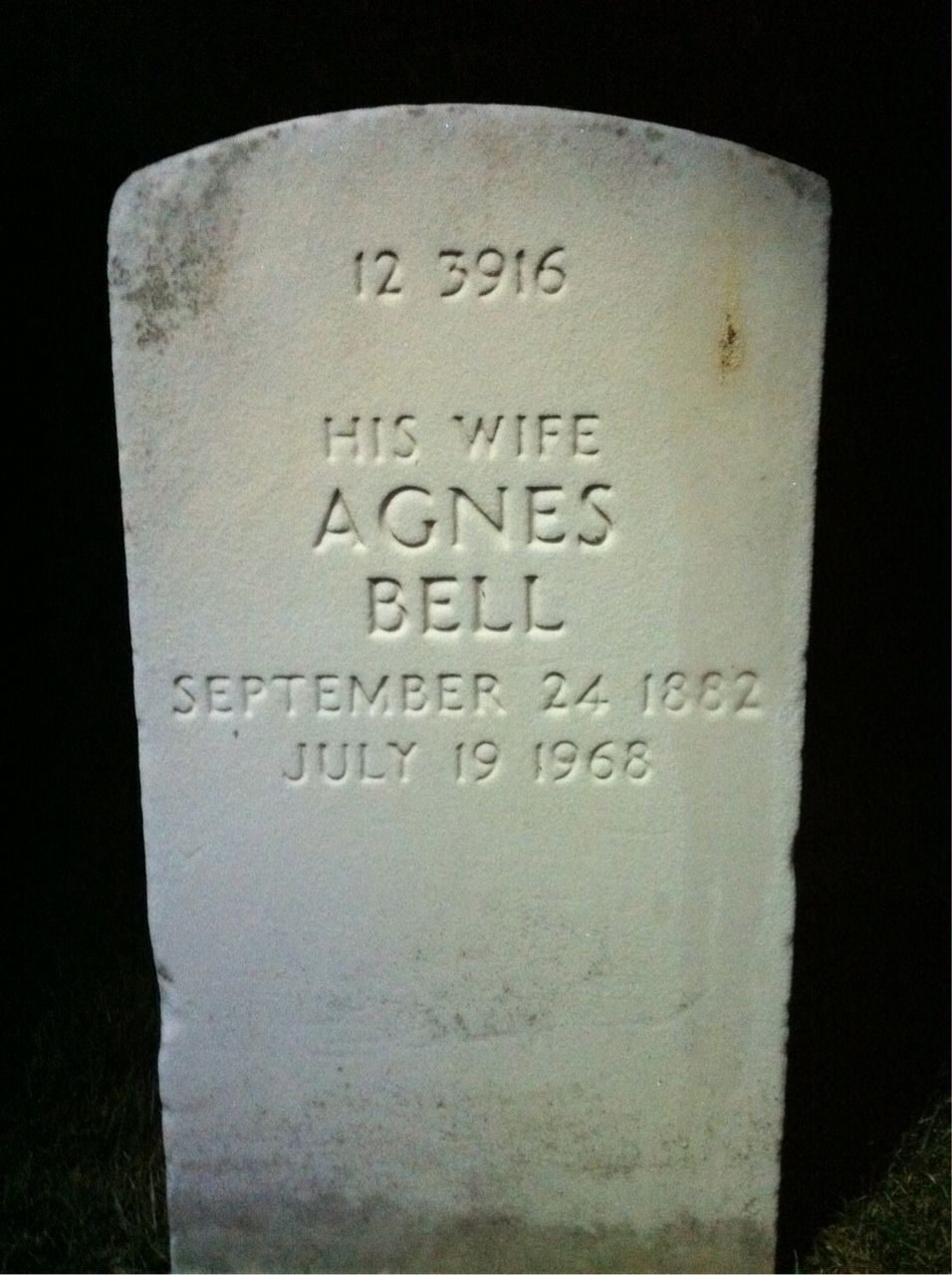 Back of headstone — Agnes Michael