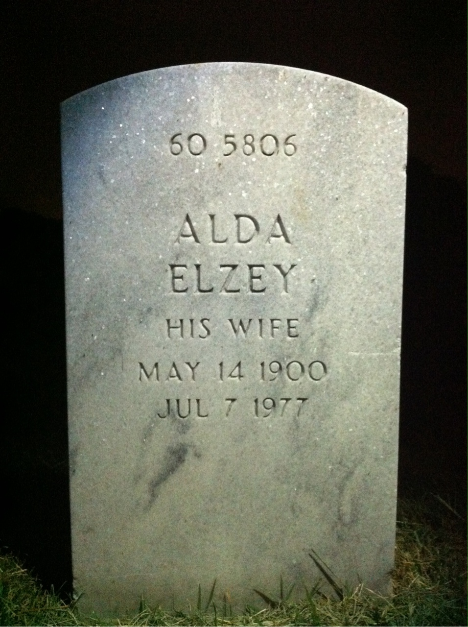 Back of headstone — Robert Milton Johnson