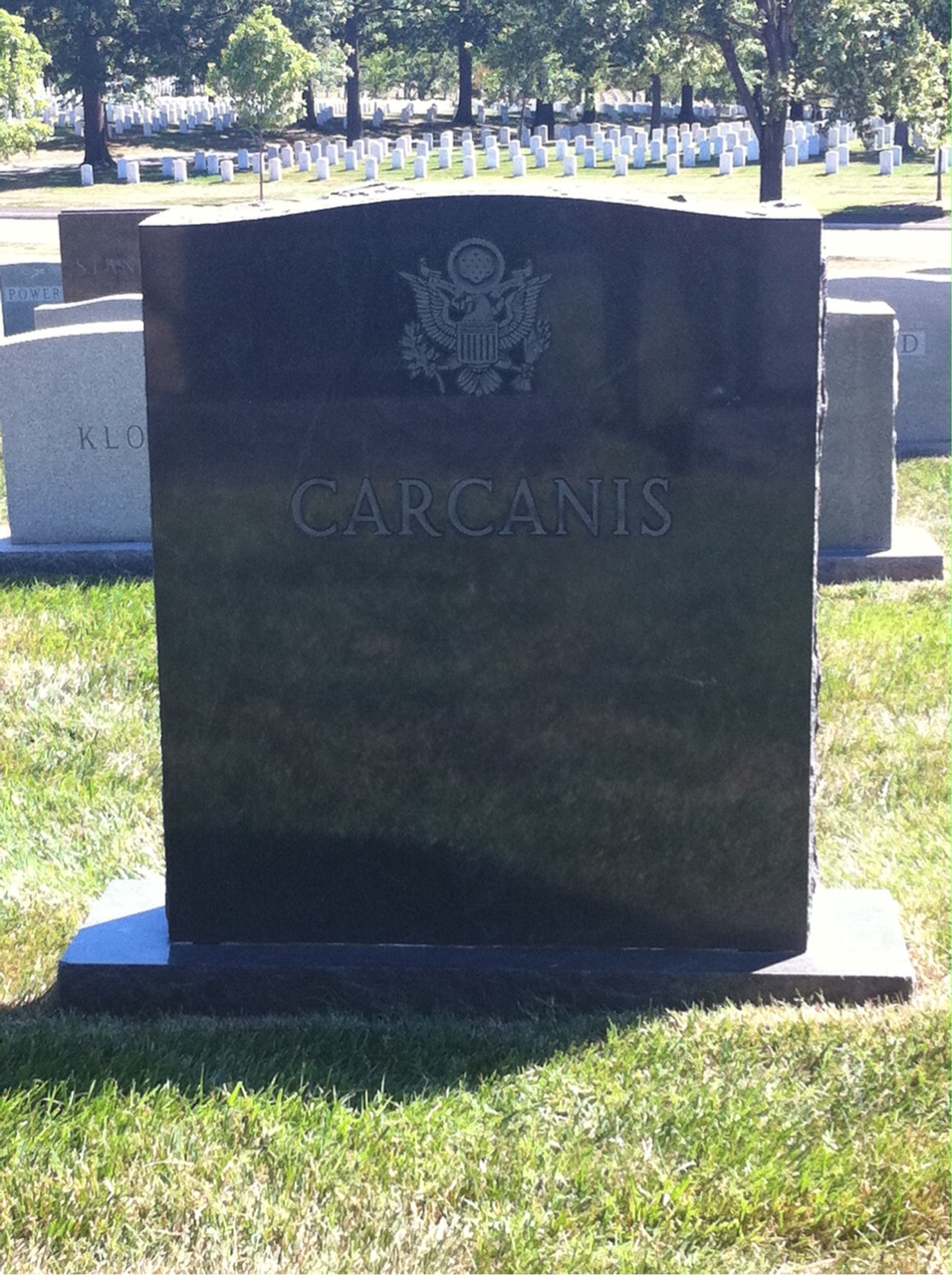 Back of headstone — Arthur Carcanis