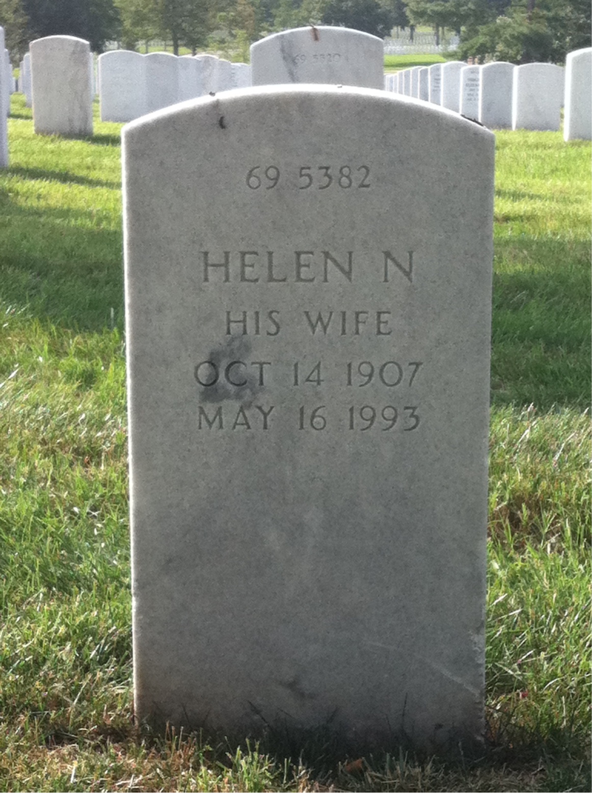 Back of headstone — Walter G Greavy