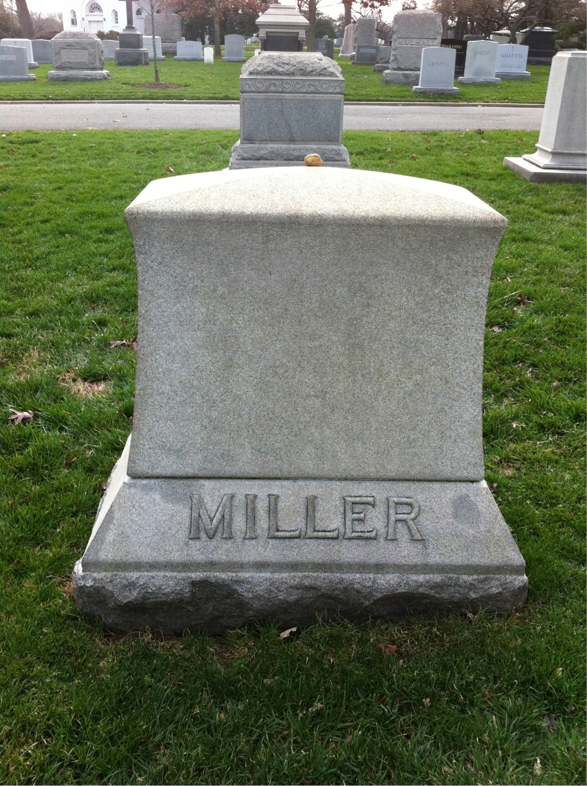 Back of headstone — Rebecca Miller