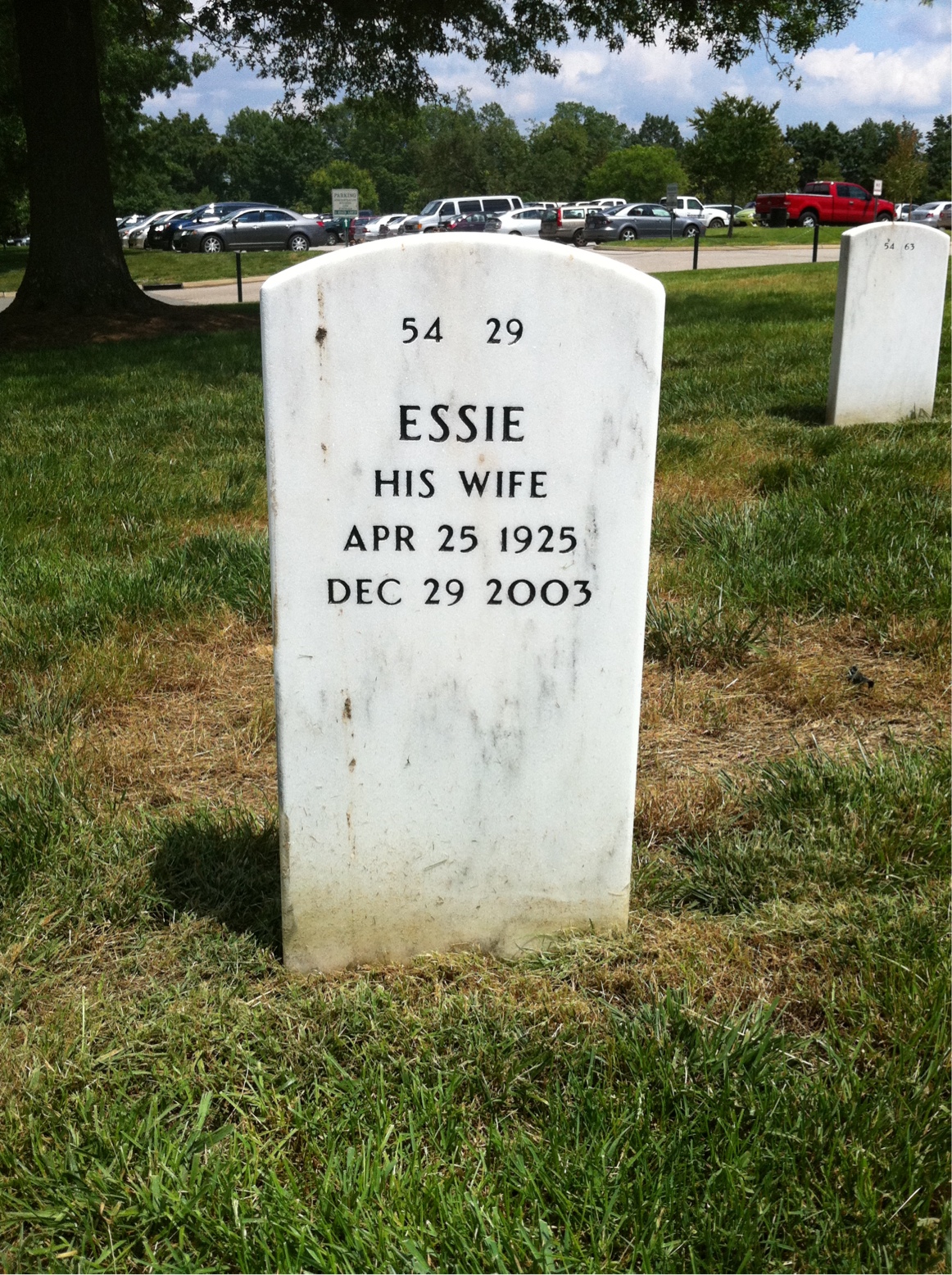Back of headstone — Malcolm Joseph