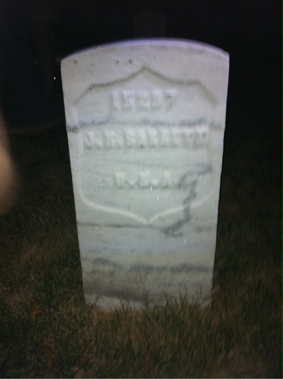 Back of headstone — J Barrett