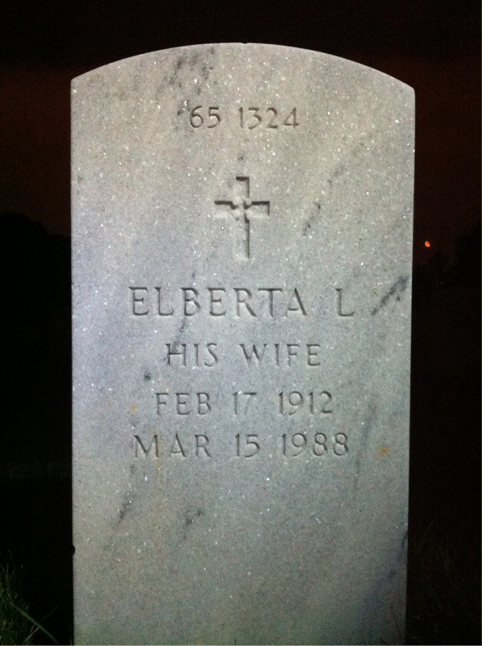 Back of headstone — Elberta Myers