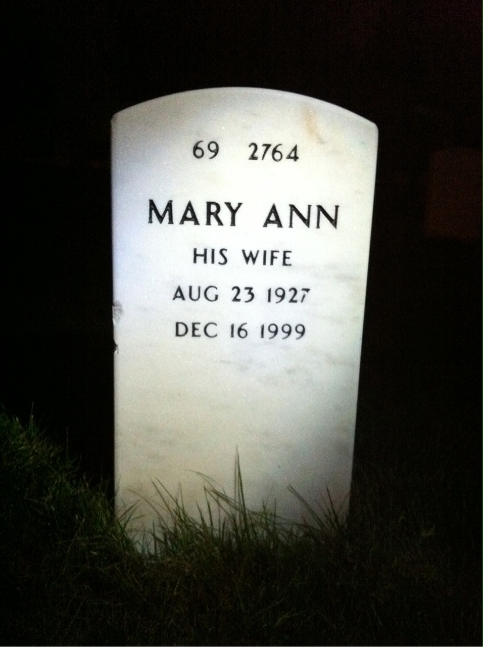 Back of headstone — Roy Daves