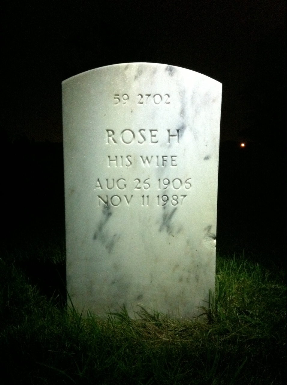 Back of headstone — Rose Munn