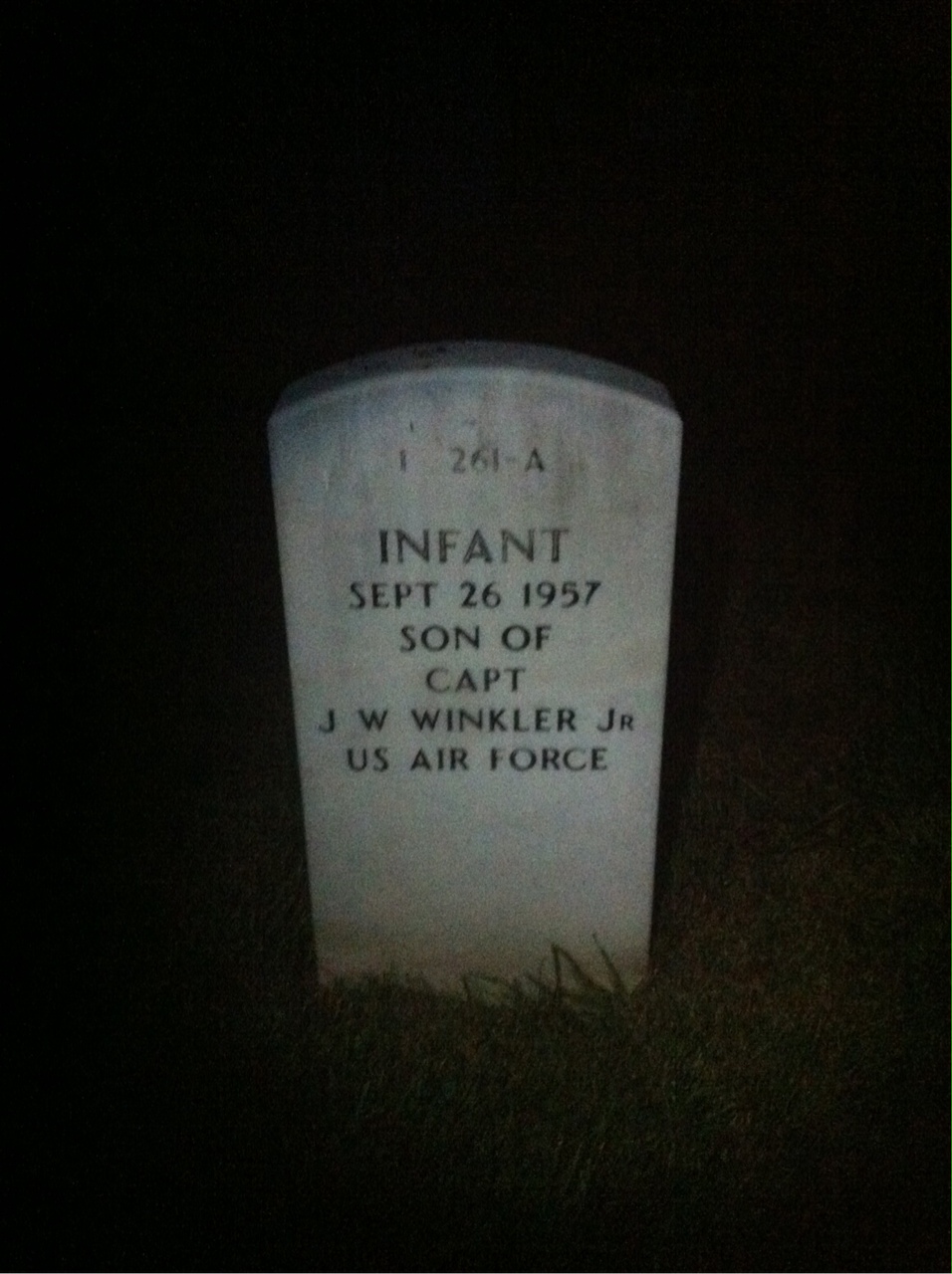 Back of headstone — John Winkler