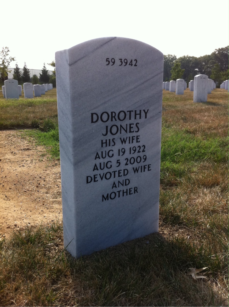 Back of headstone — John Hess