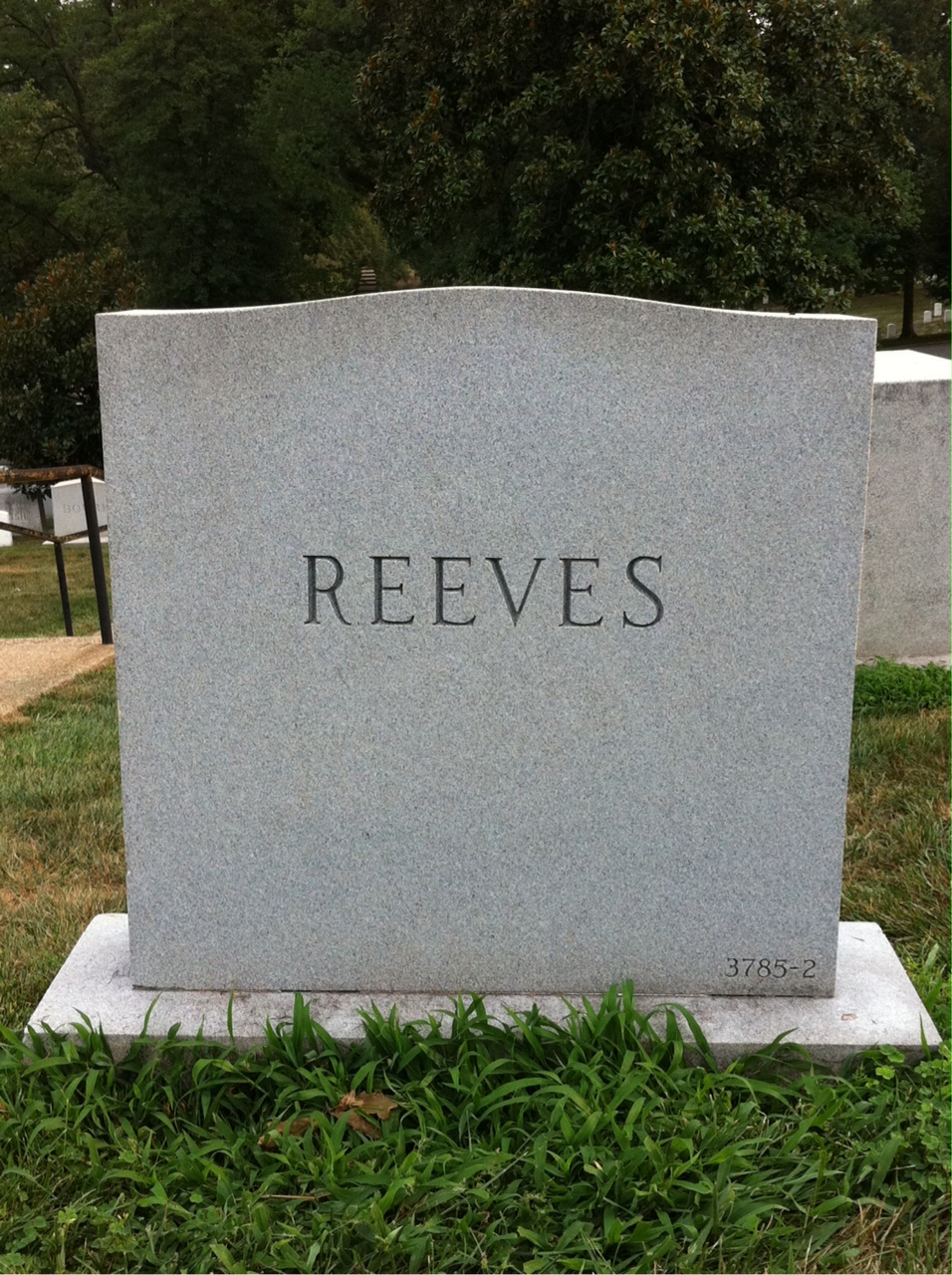 Back of headstone — Malcolm Reeves
