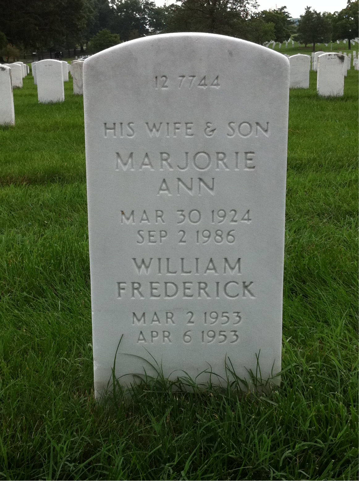 Back of headstone — William T Stahl