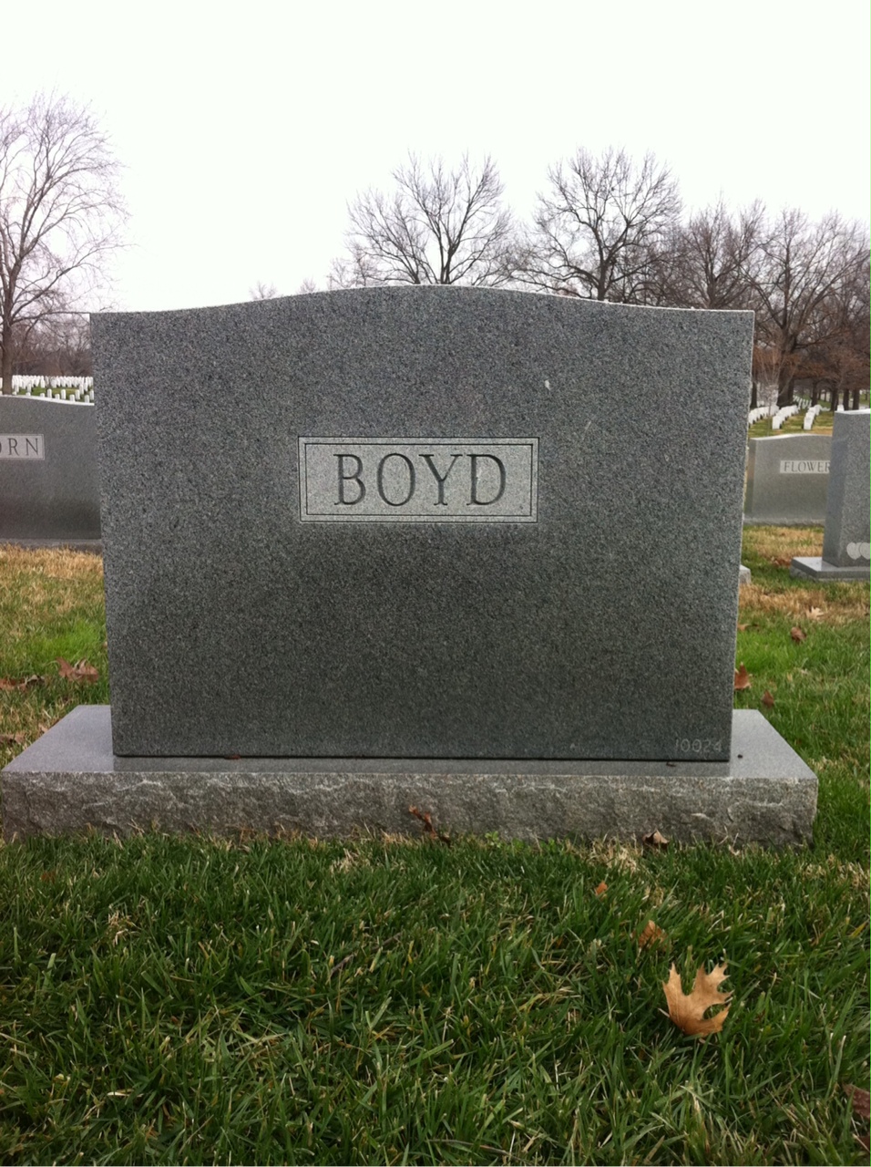 Back of headstone — Randolph Boyd