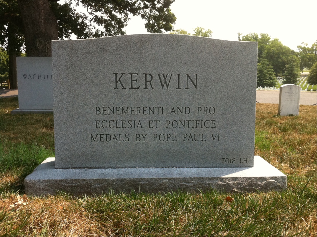 Back of headstone — Walter Kerwin