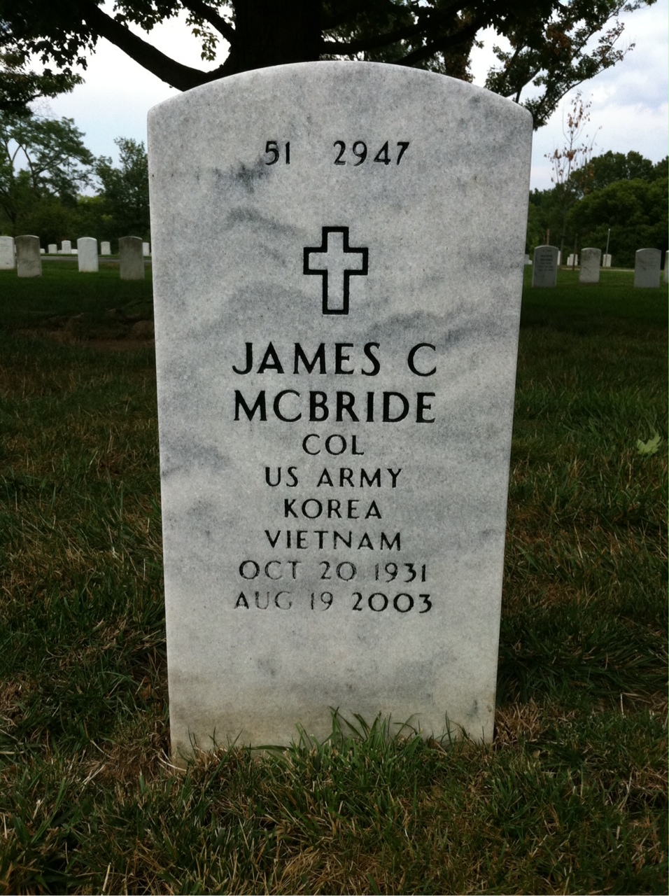 Back of headstone — James Mcbride