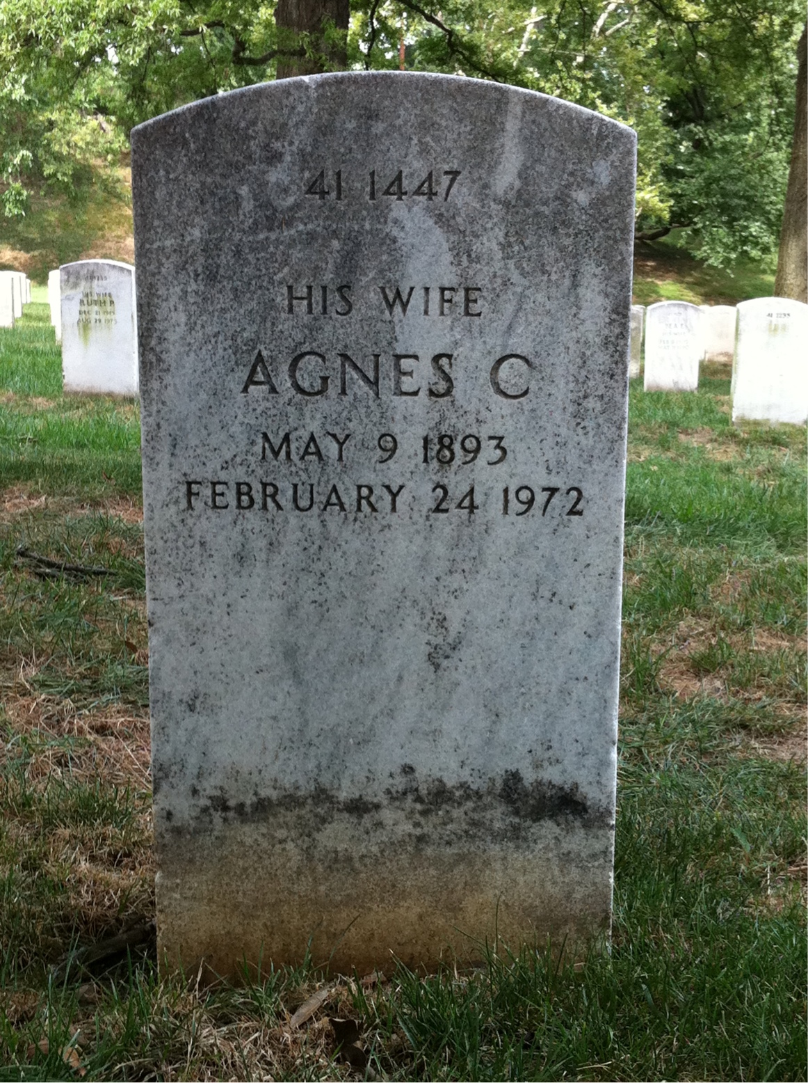 Back of headstone — Agnes Neidle