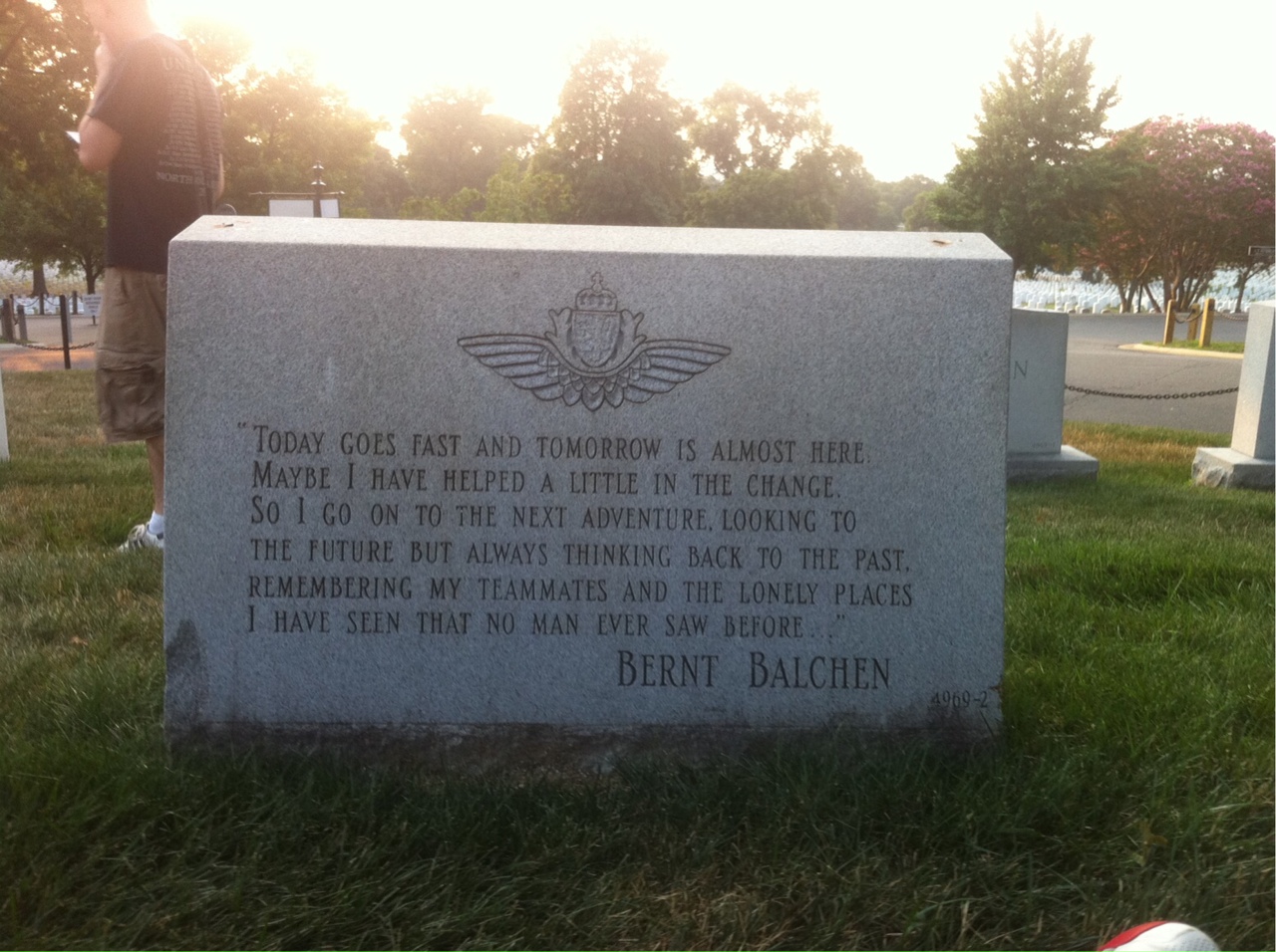 Back of headstone — Bernt Balchen