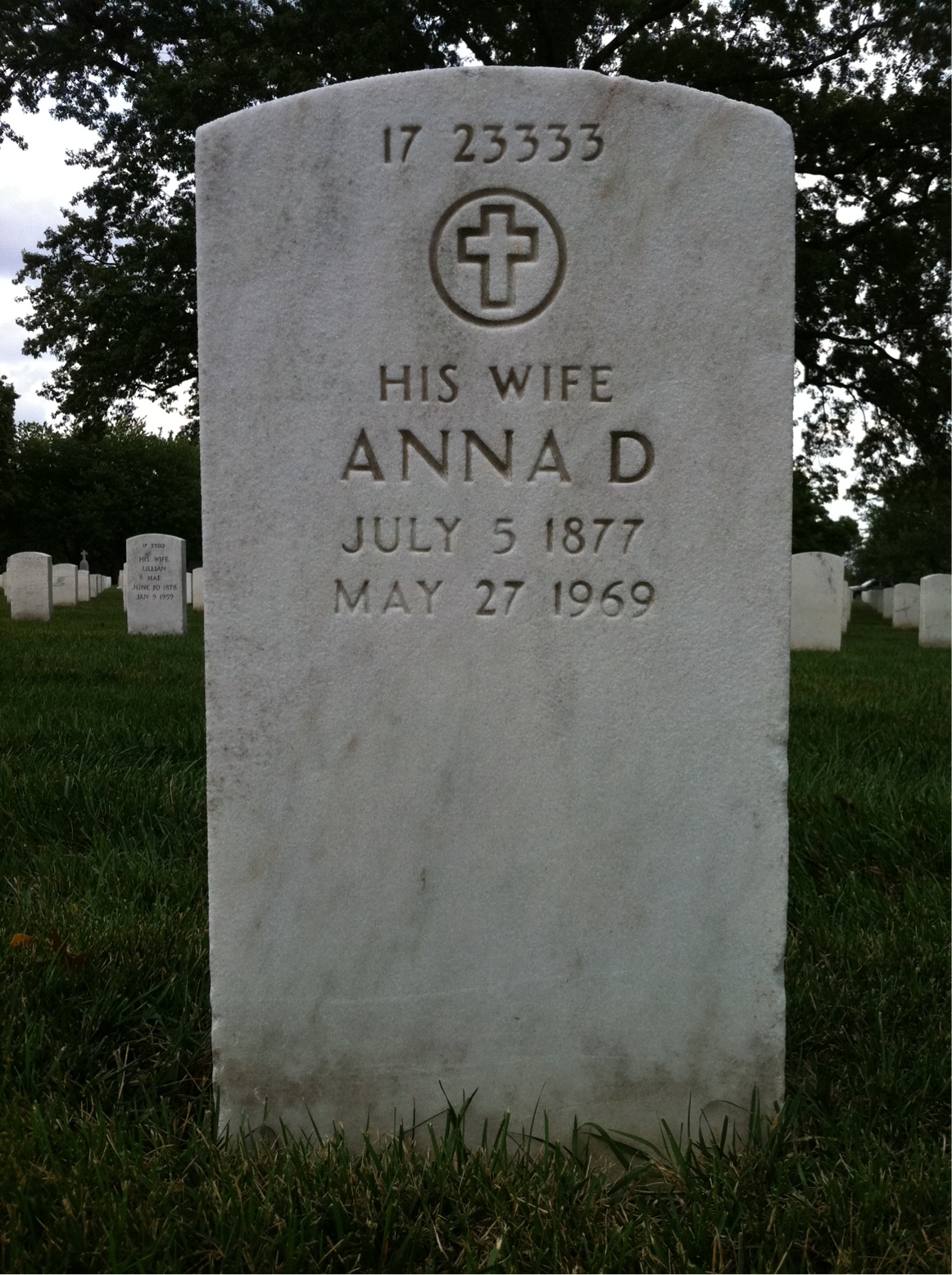 Back of headstone — Anna Millhouser