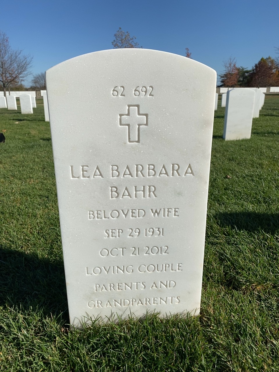 Back of headstone — Ralph Bahr