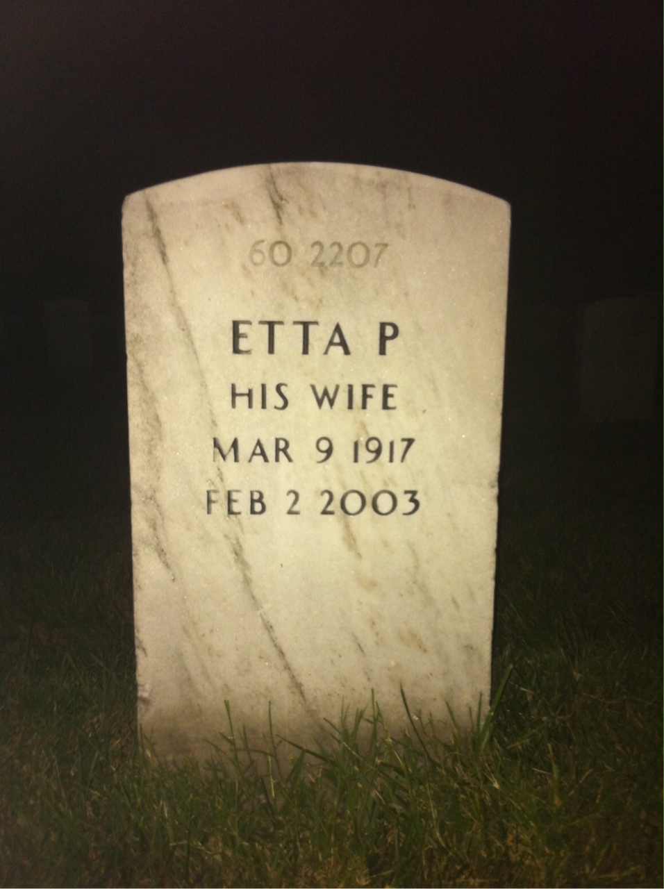Back of headstone — Etta Murry