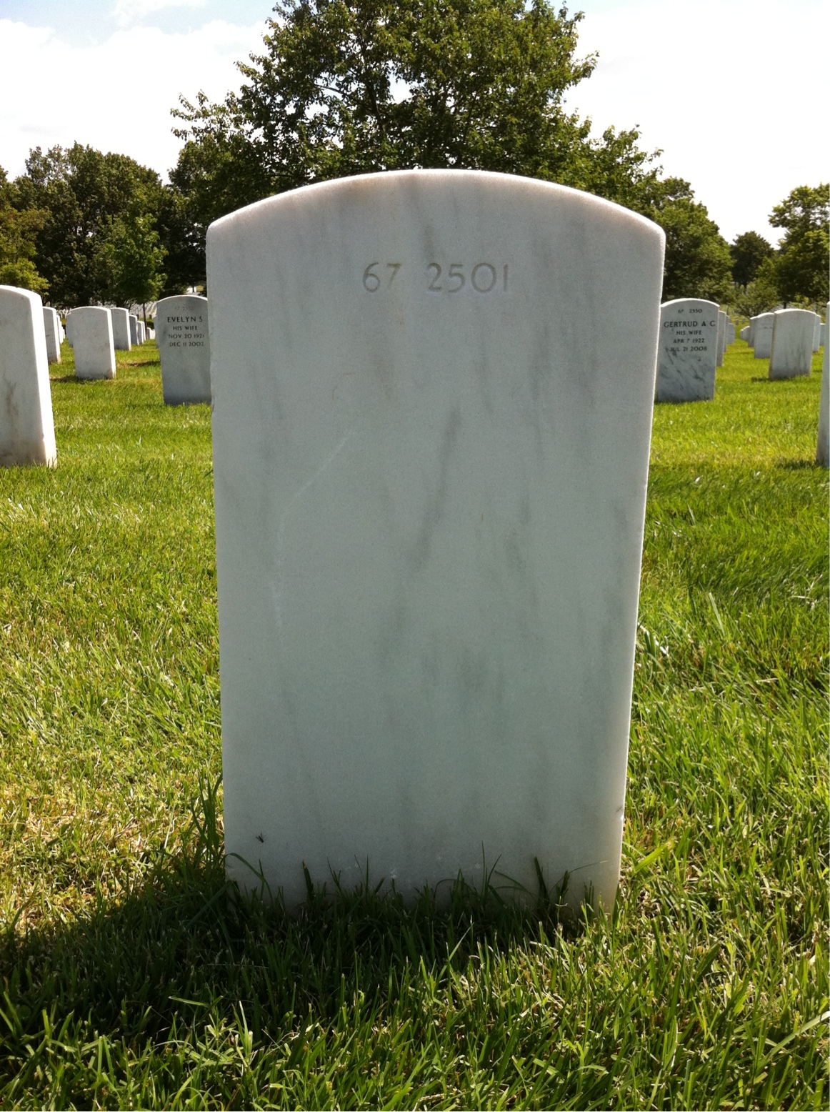 Back of headstone — John C Johnson