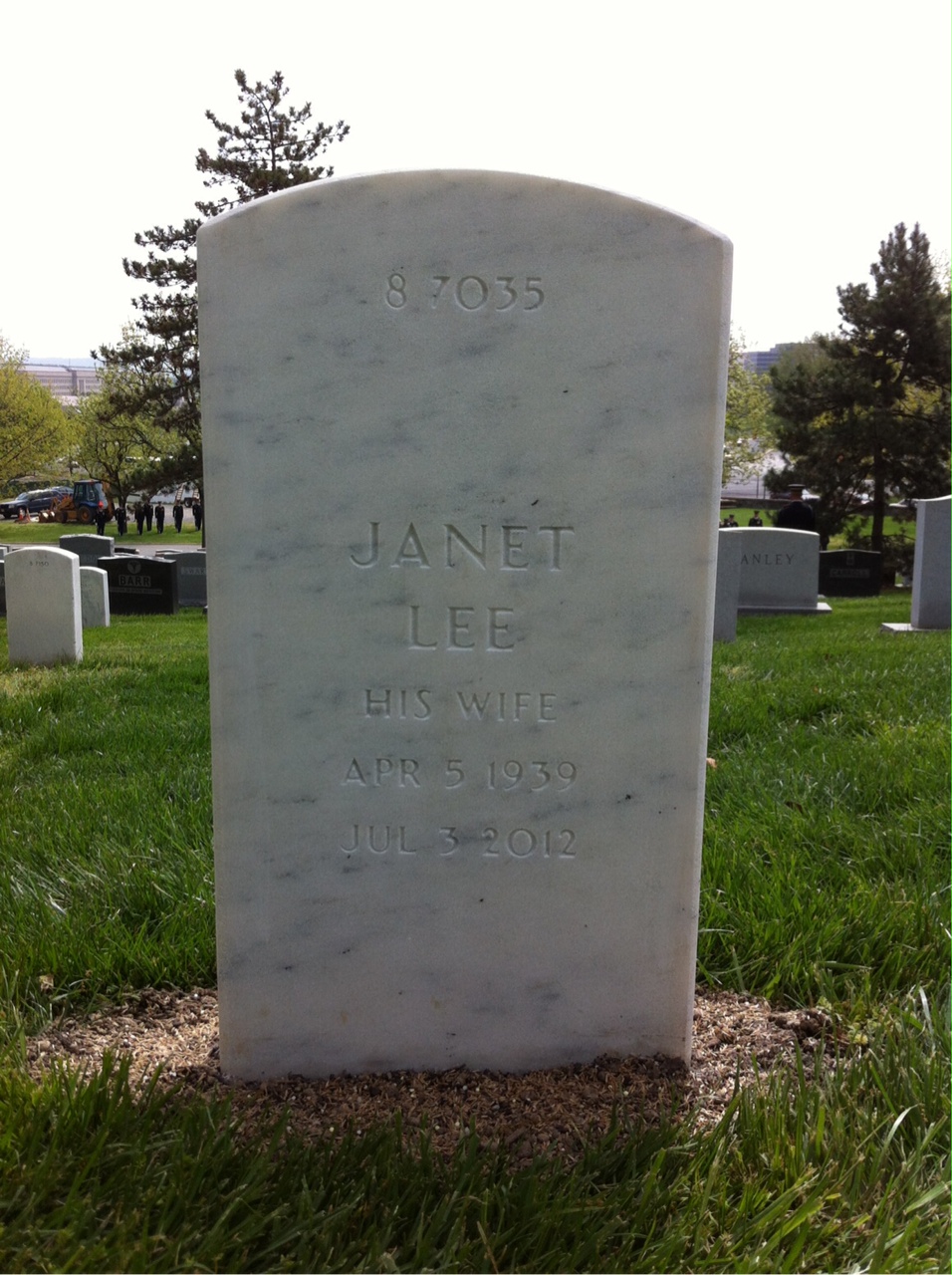 Back of headstone — James Armstrong