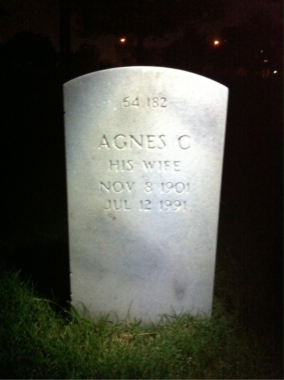 Back of headstone — Agnes Hojnacki