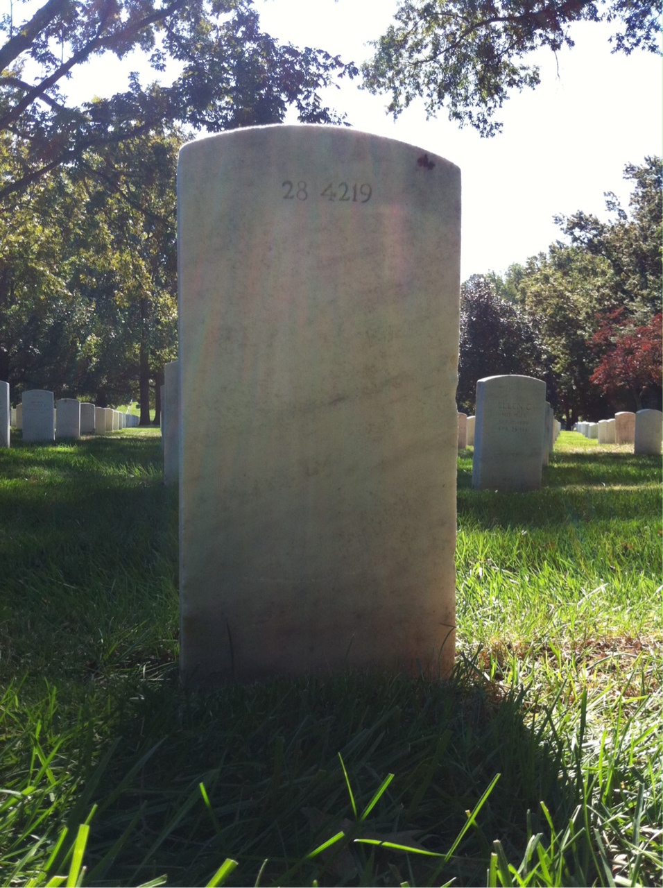 Back of headstone — Leroy Adams