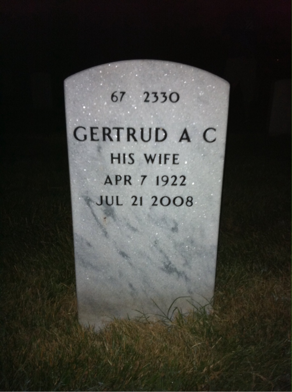 Back of headstone — Harold Thumser