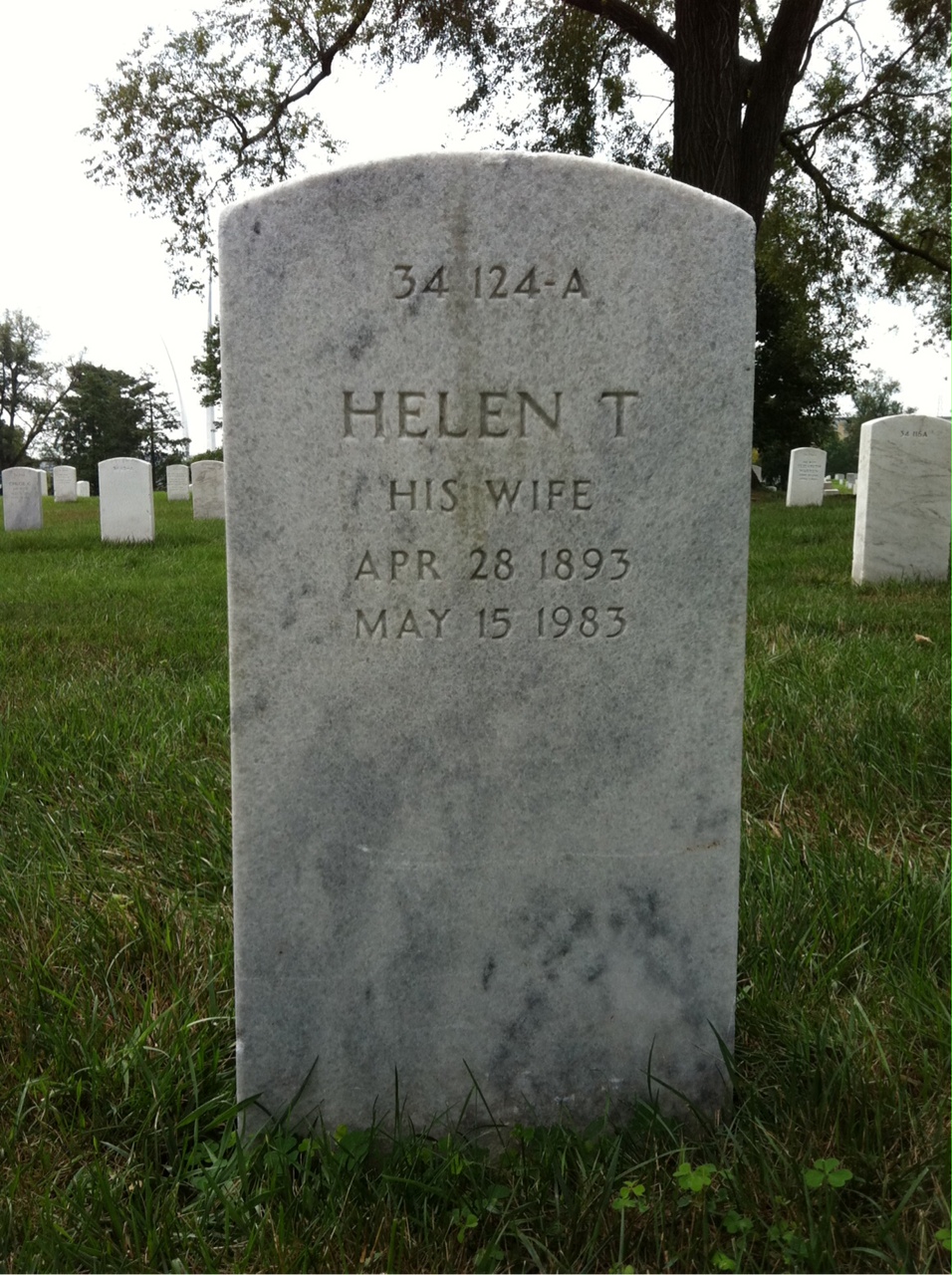 Back of headstone — Helen Minton