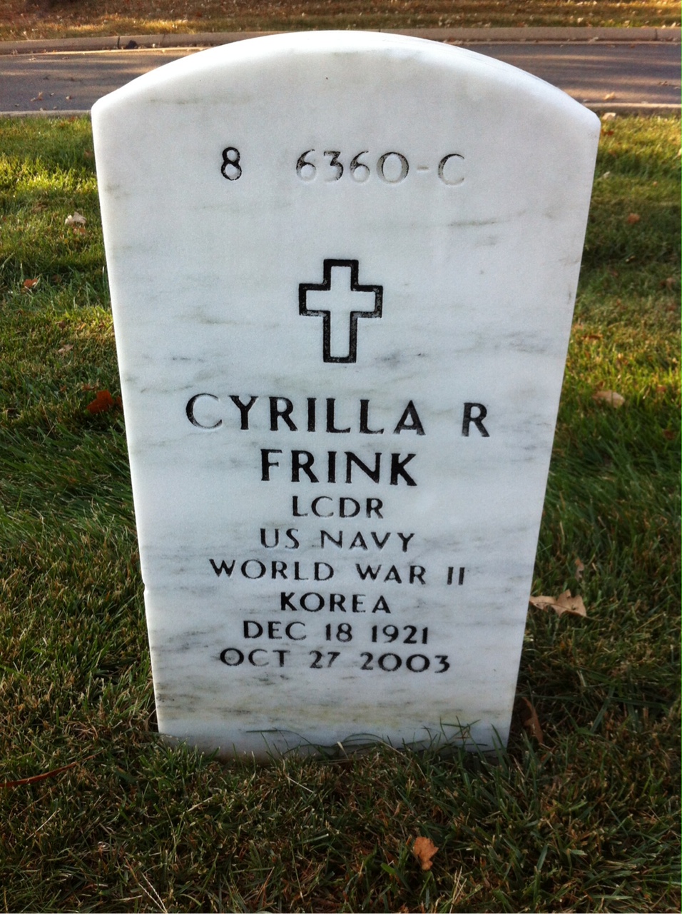 Back of headstone — Bill Frink