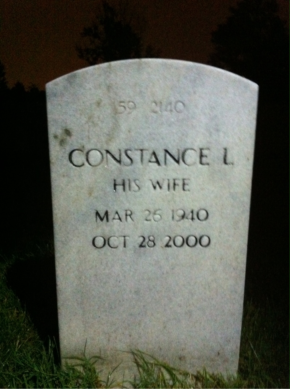 Back of headstone — Constance Bailey