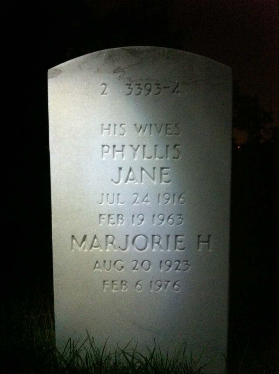 Back of headstone — Arthur Baker