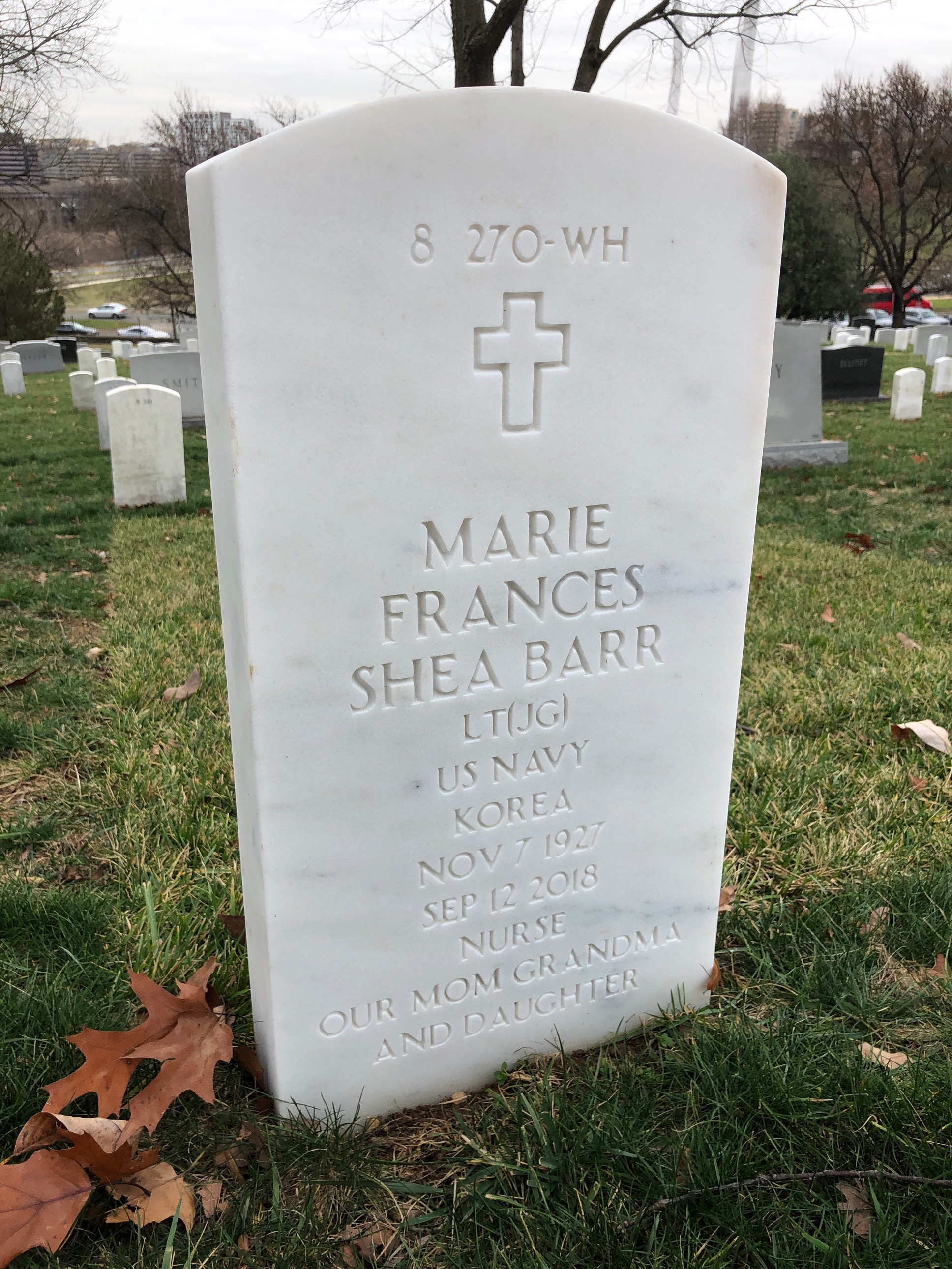 Back of headstone — Marie Barr