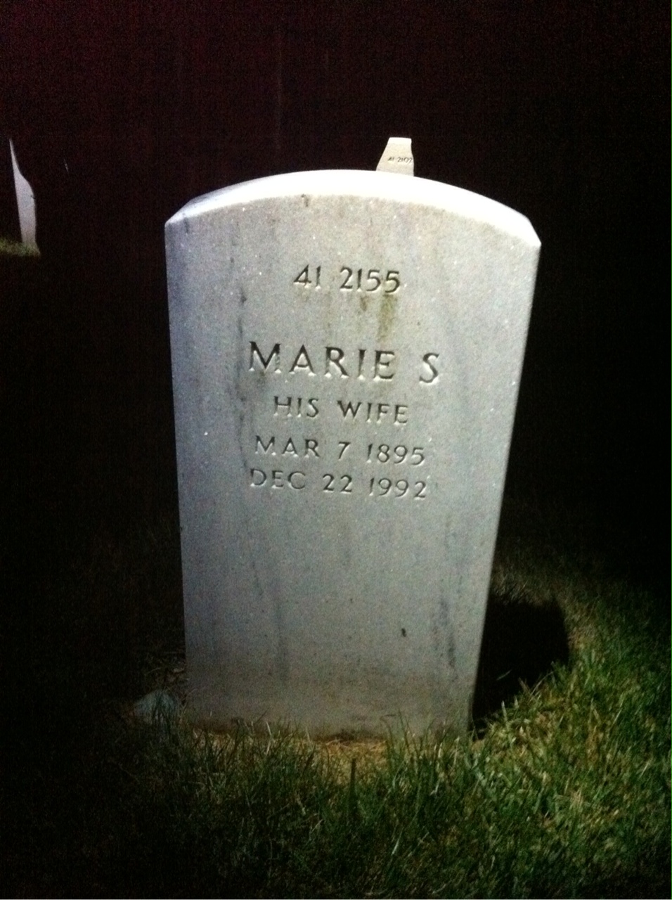 Back of headstone — Walter M Thomas
