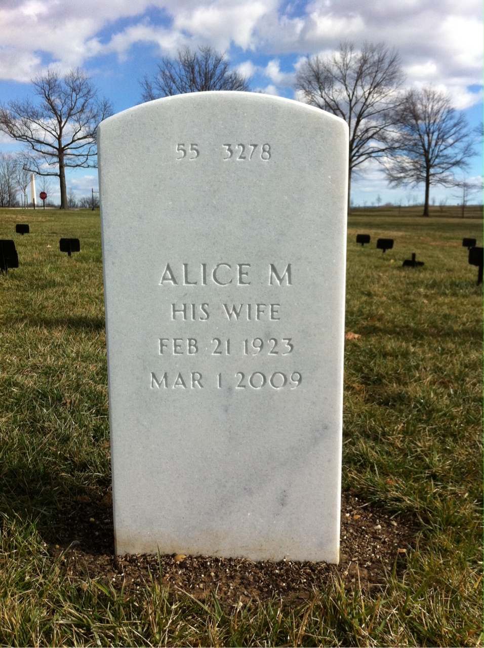 Back of headstone — Harry Stulting