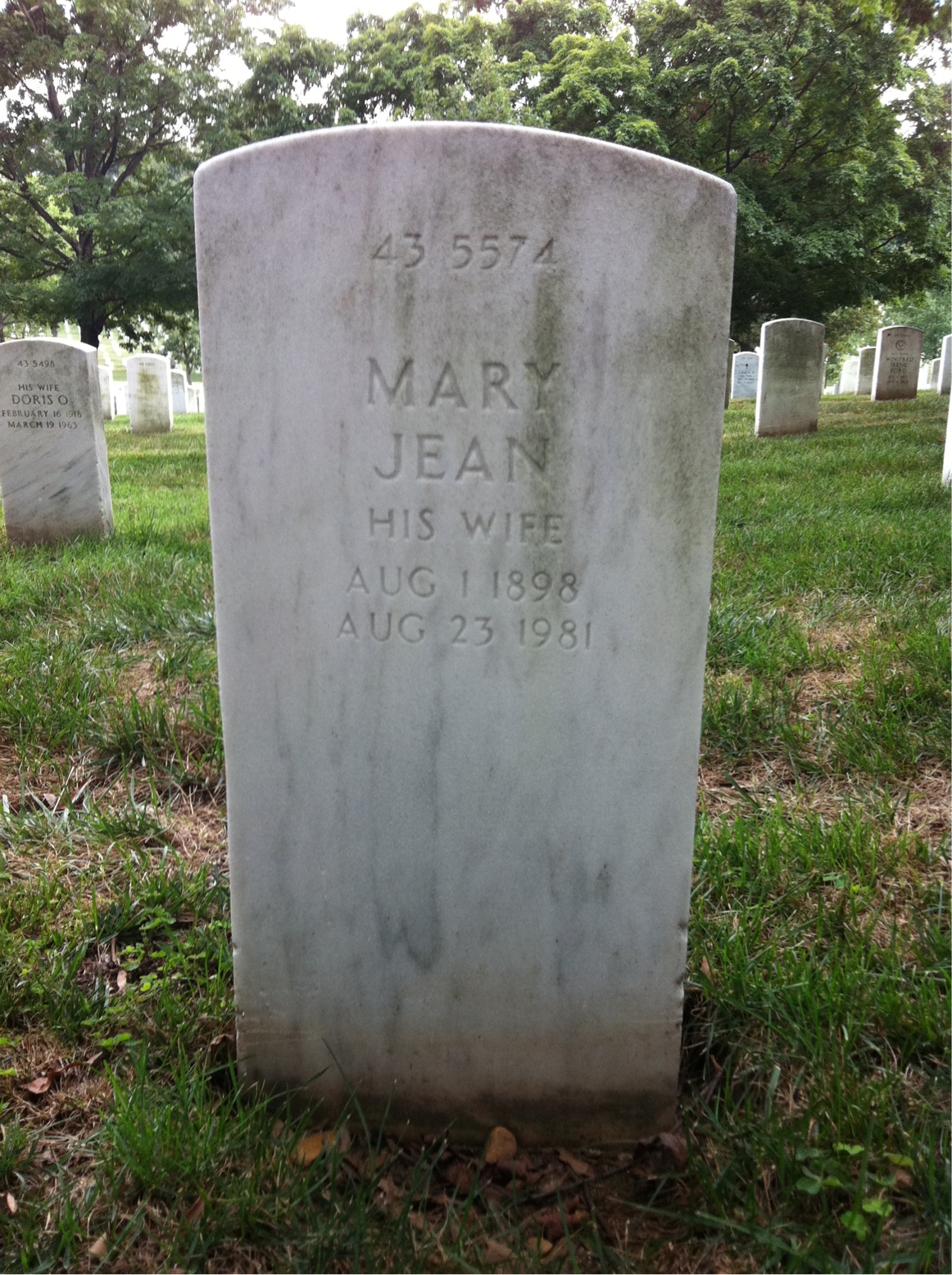 Back of headstone — Mary Crockett