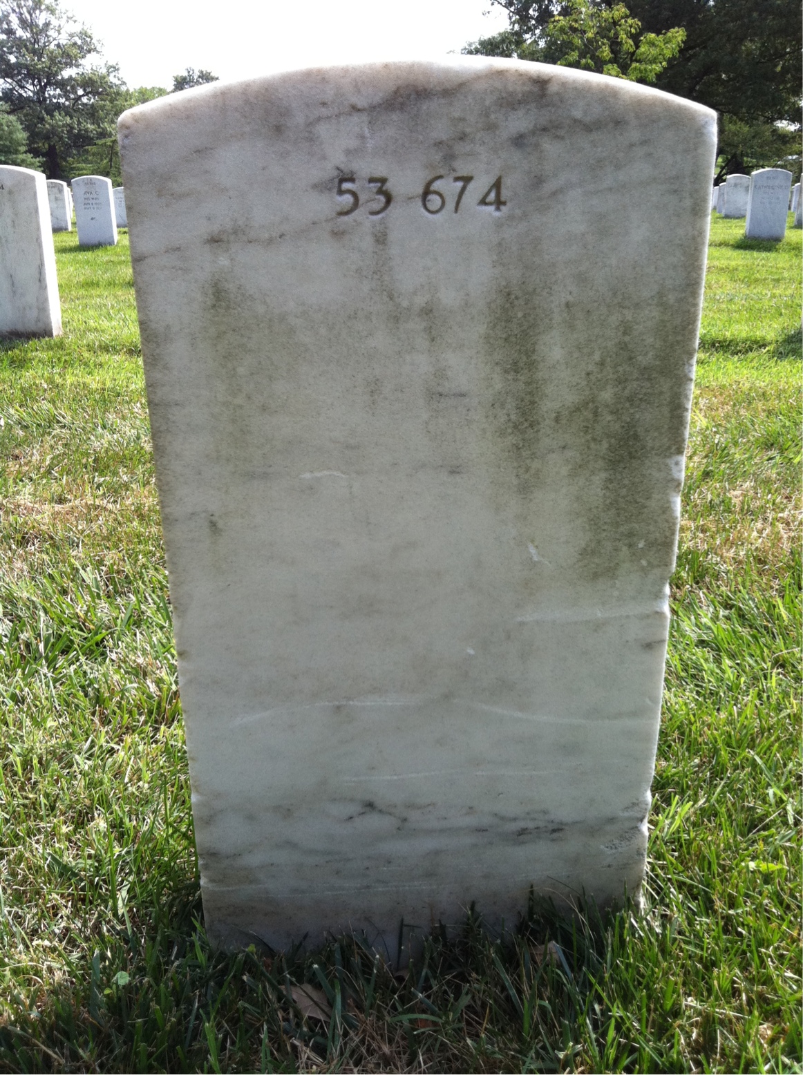 Back of headstone — Charlotte Cox