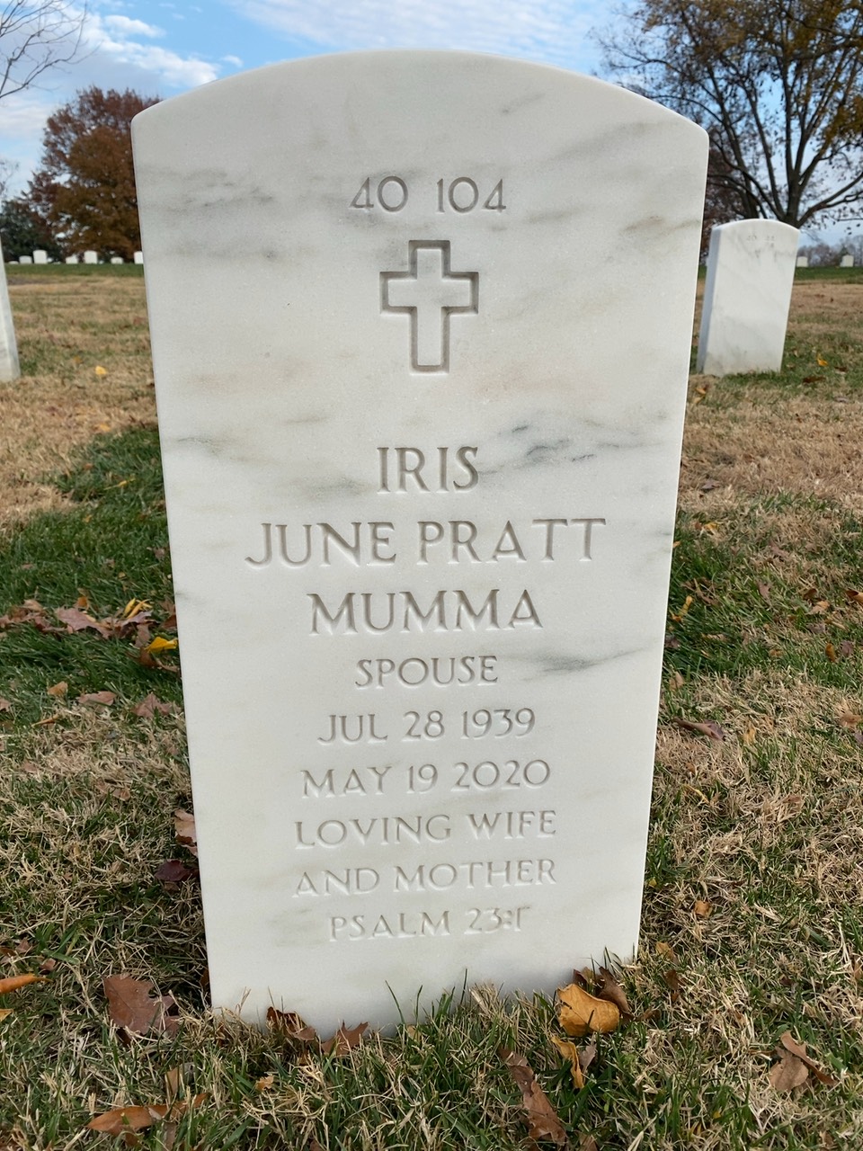 Back of headstone — Roberts Mumma