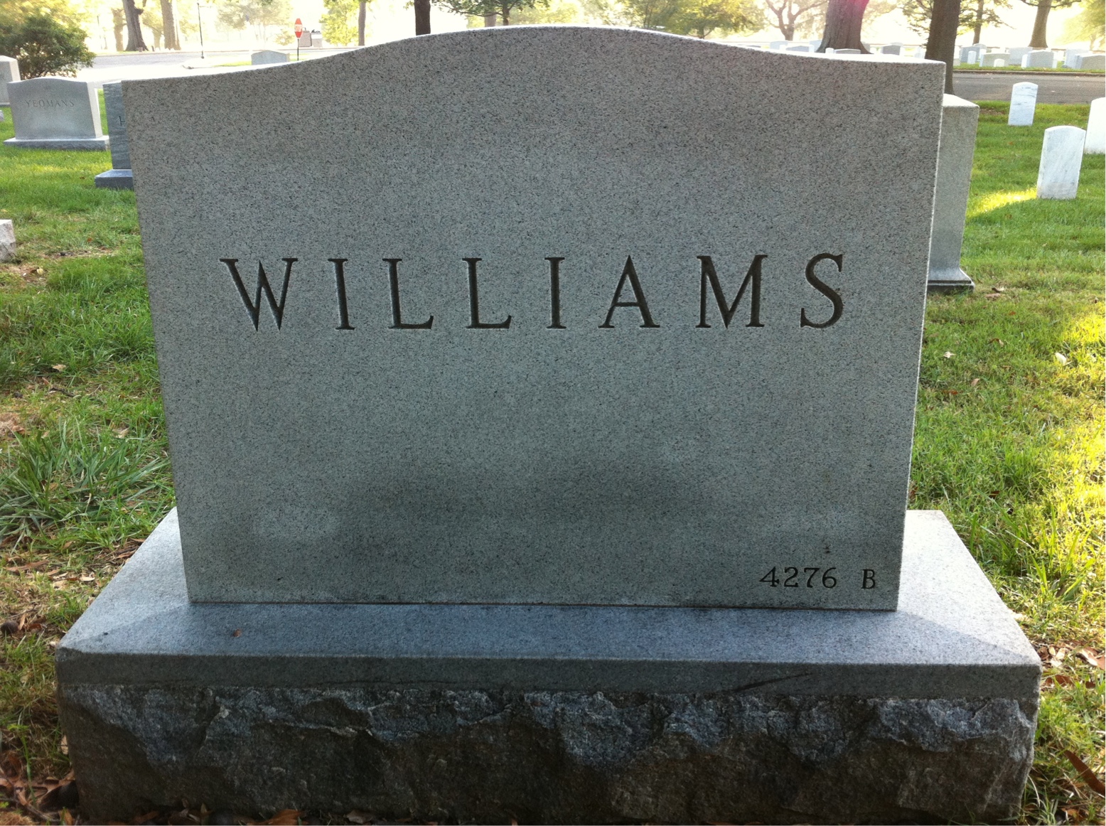 Back of headstone — Henry Williams