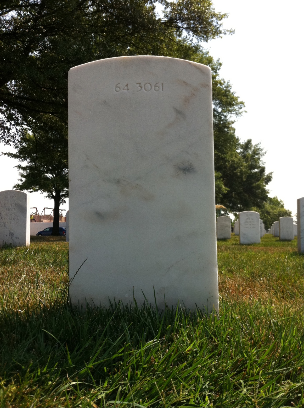 Back of headstone — William Dewey Lauerman