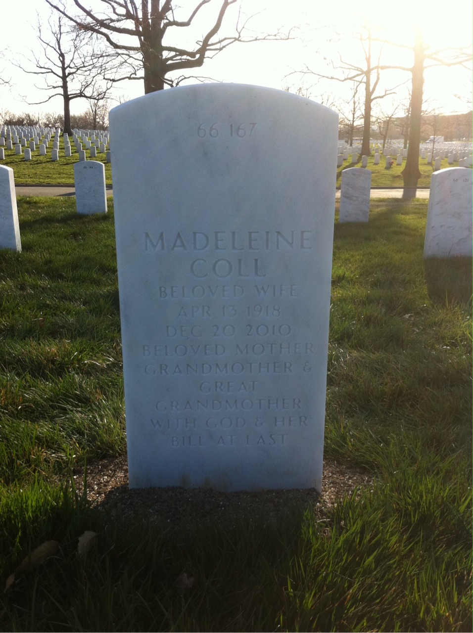 Back of headstone — William Cain