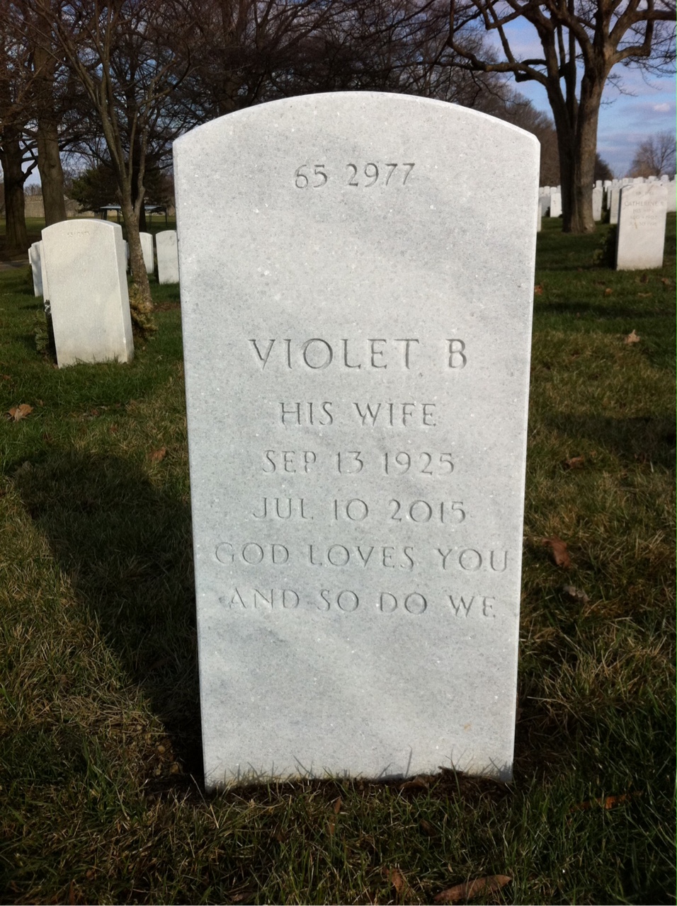 Back of headstone — Herbert Anderson