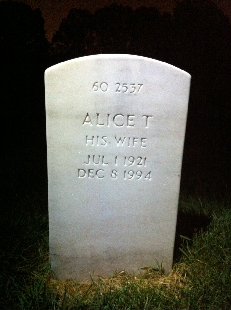 Back of headstone — Alice Atwood
