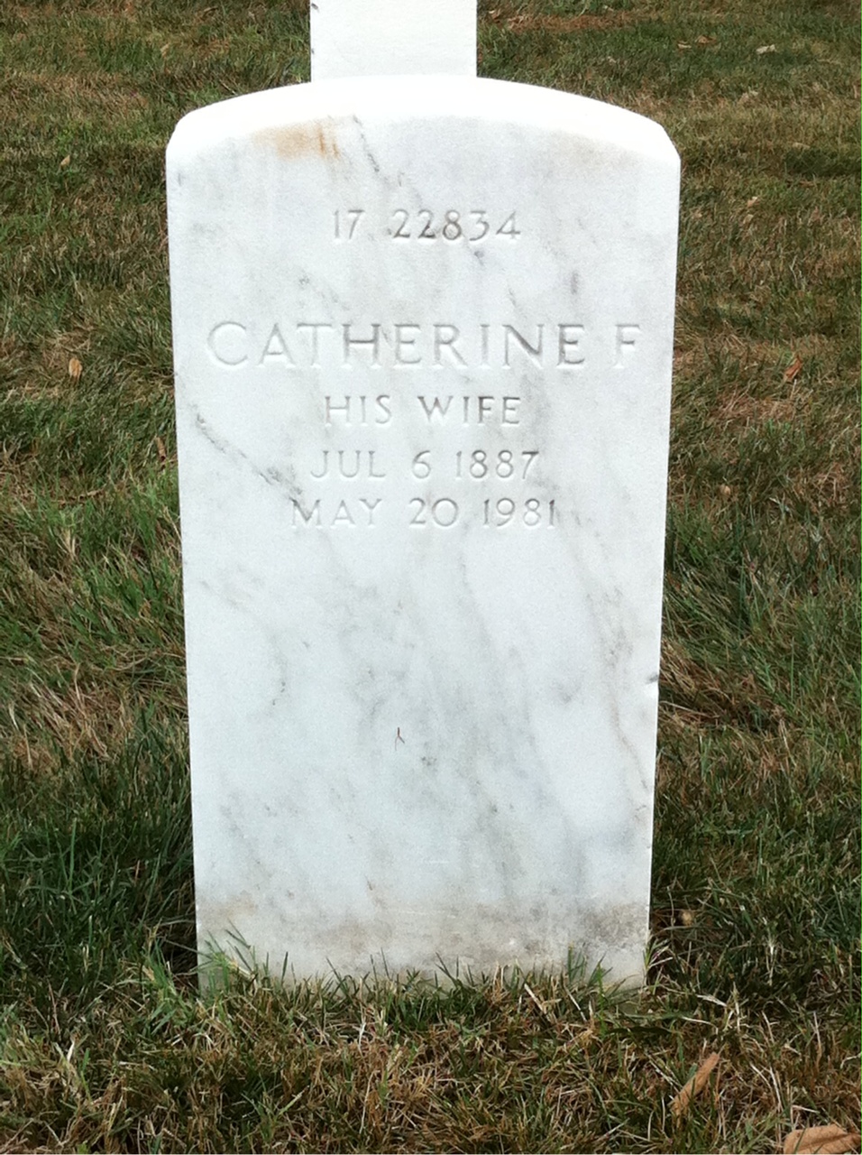 Back of headstone — Catherine Bremen