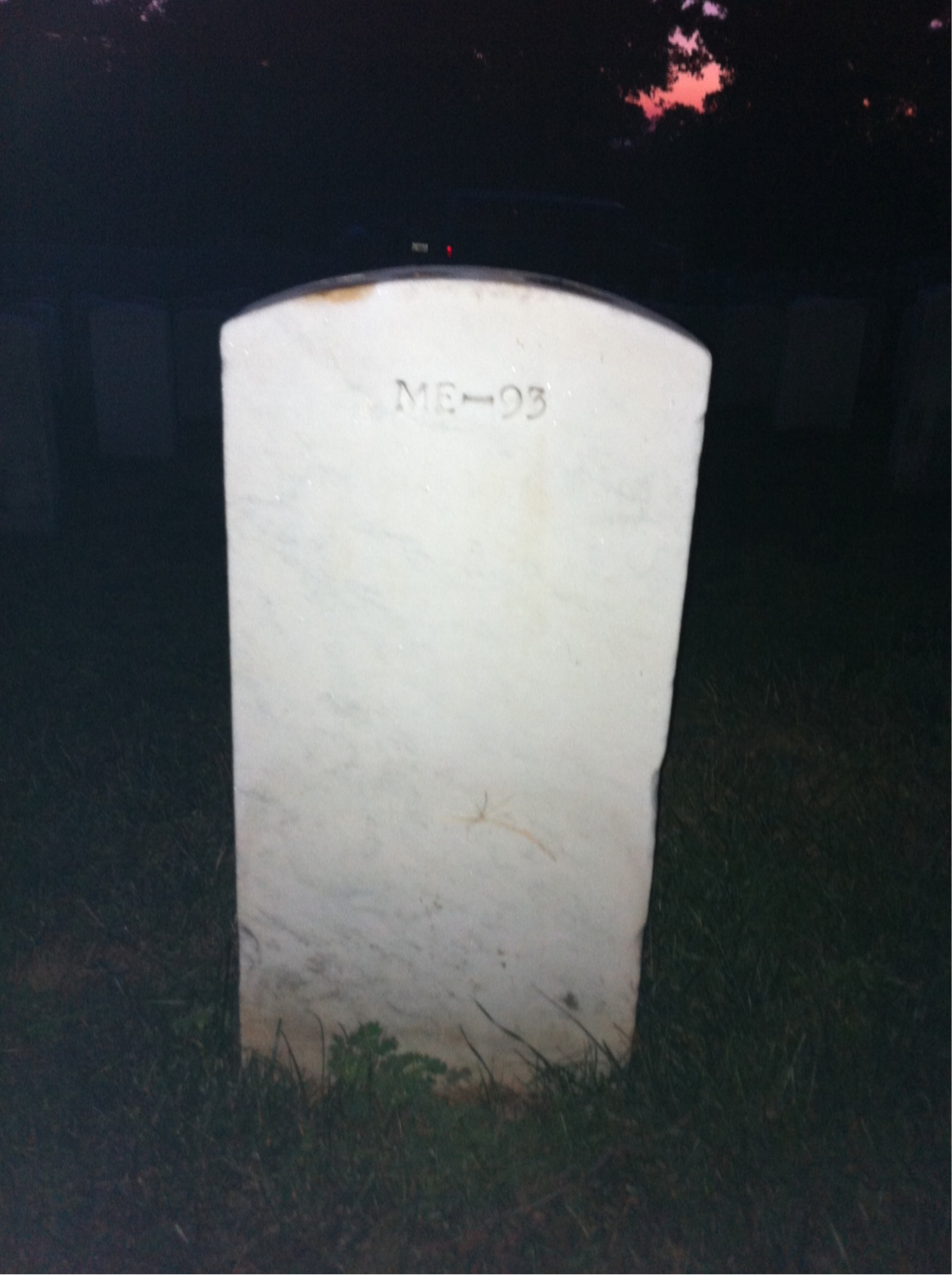 Back of headstone — James Arseneault