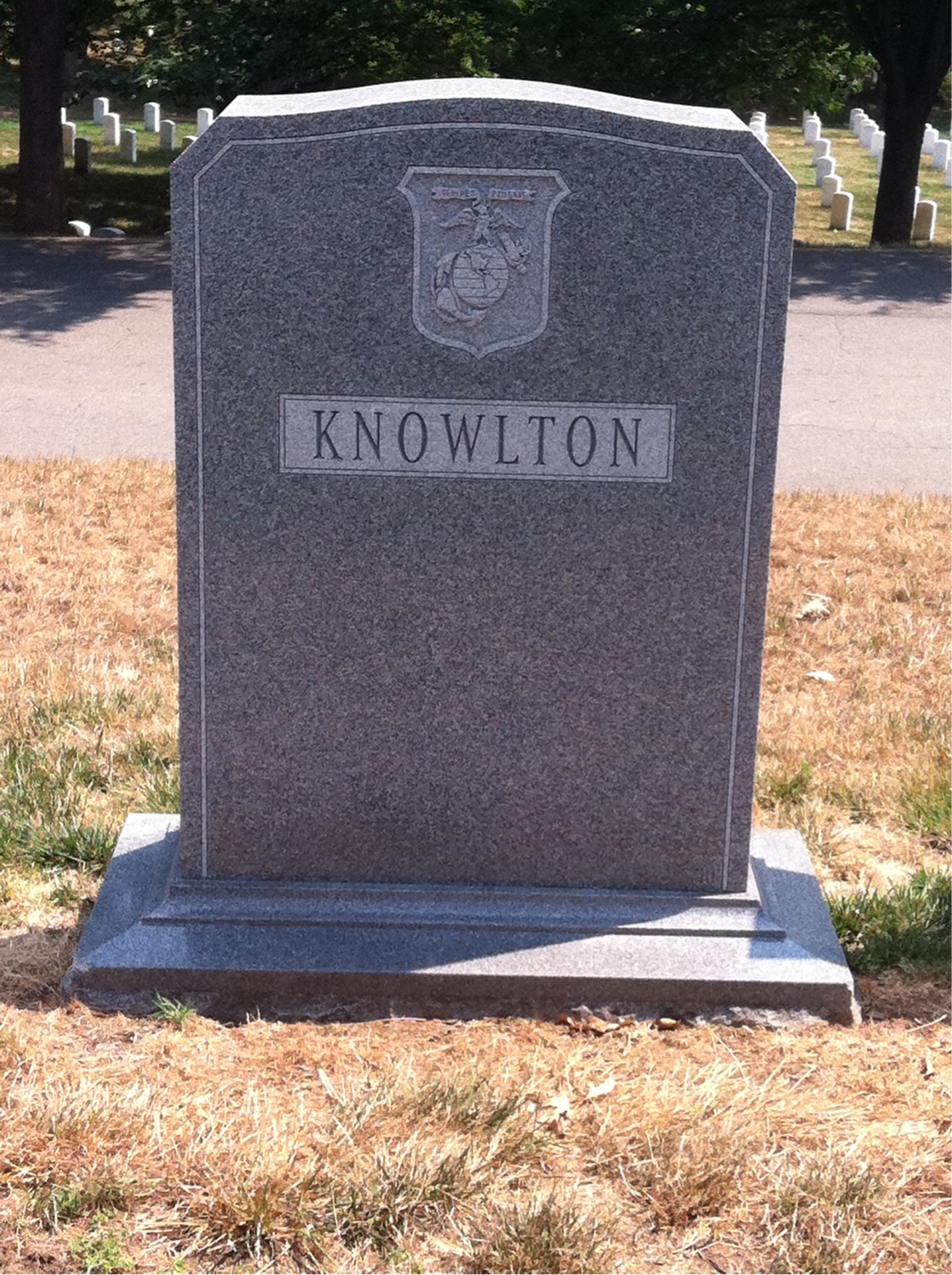 Back of headstone — Don Knowlton