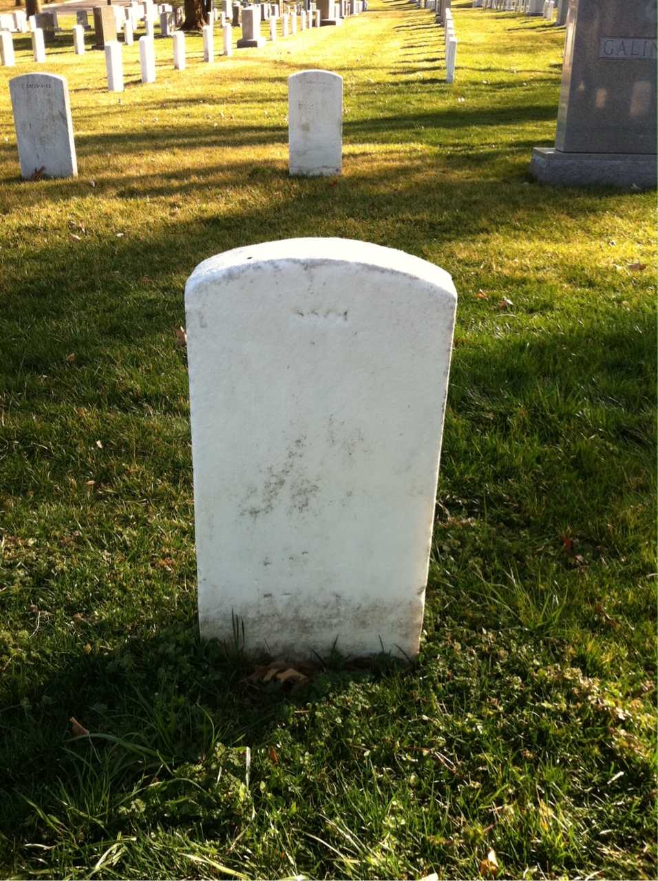 Back of headstone — John Allen