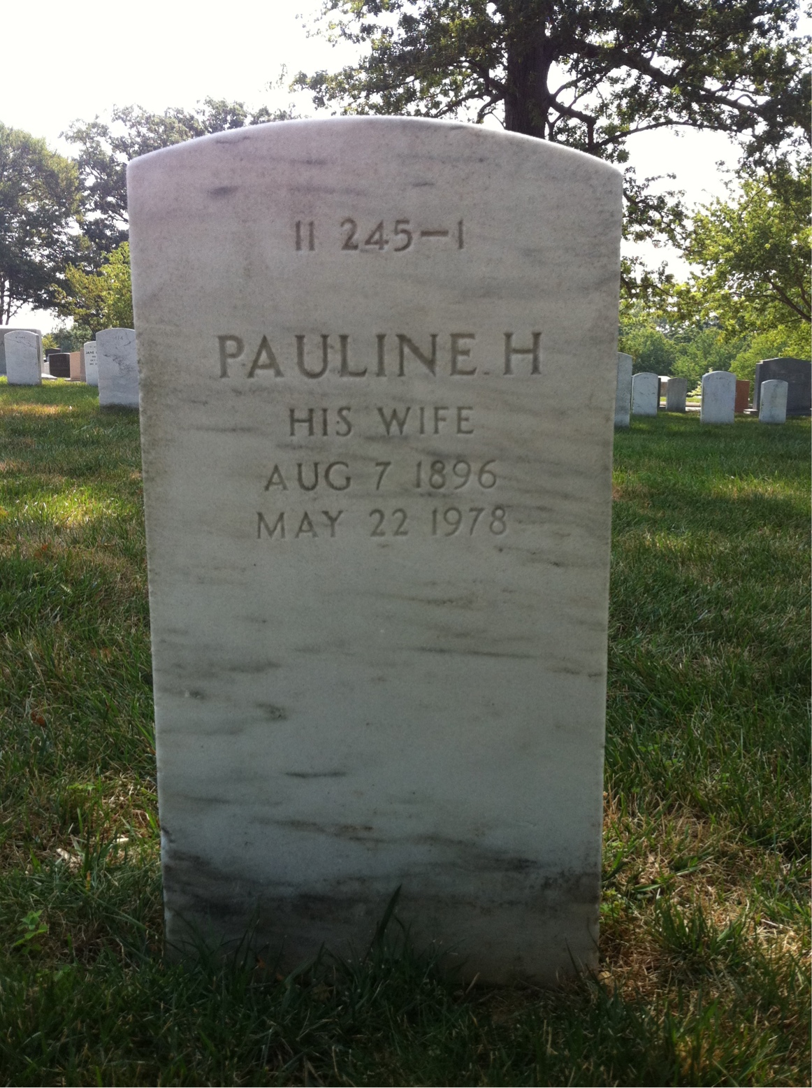 Back of headstone — Pauline Mullan