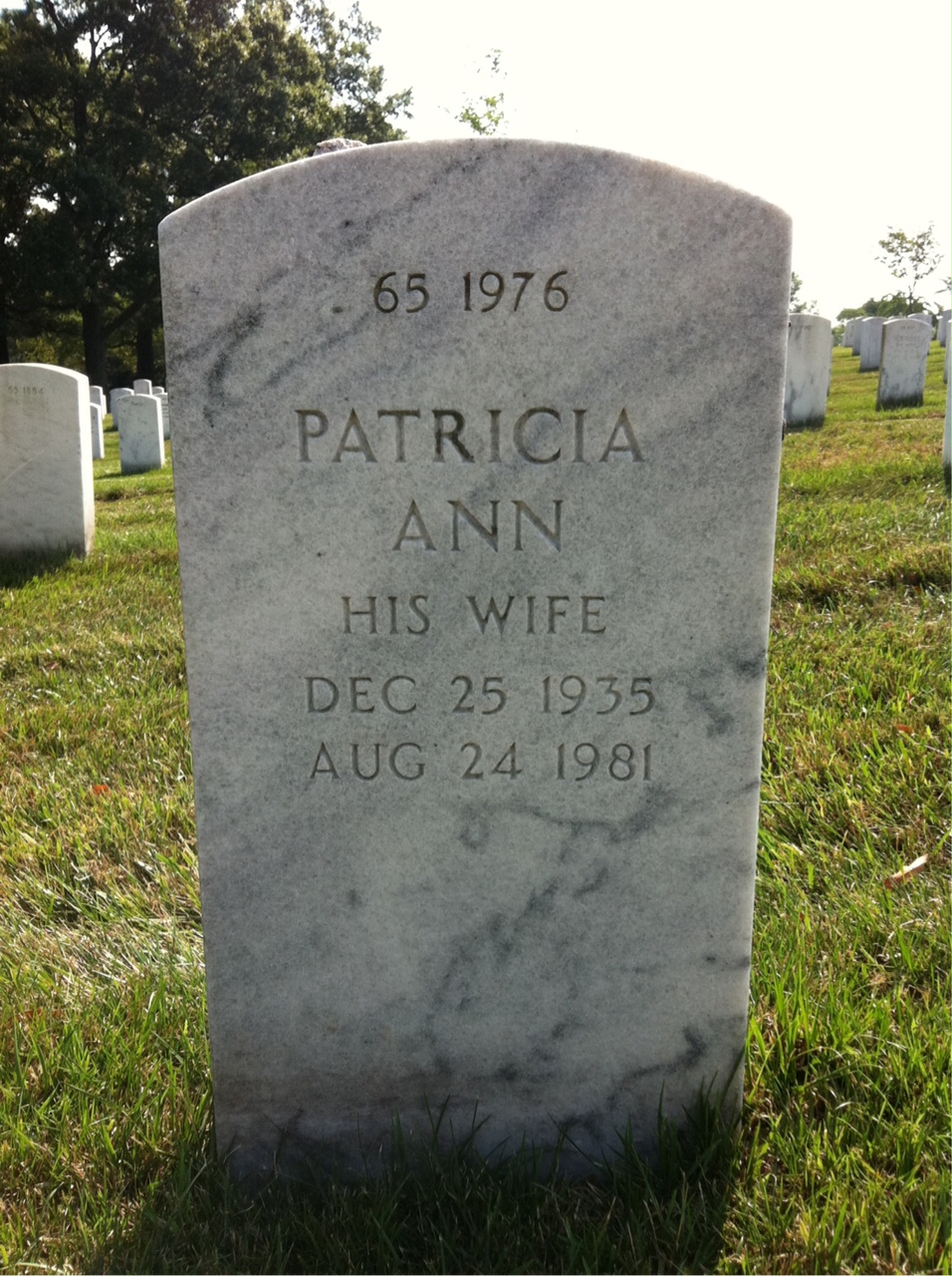 Back of headstone — George Adams