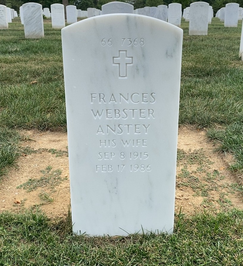 Back of headstone — Walter Anstey