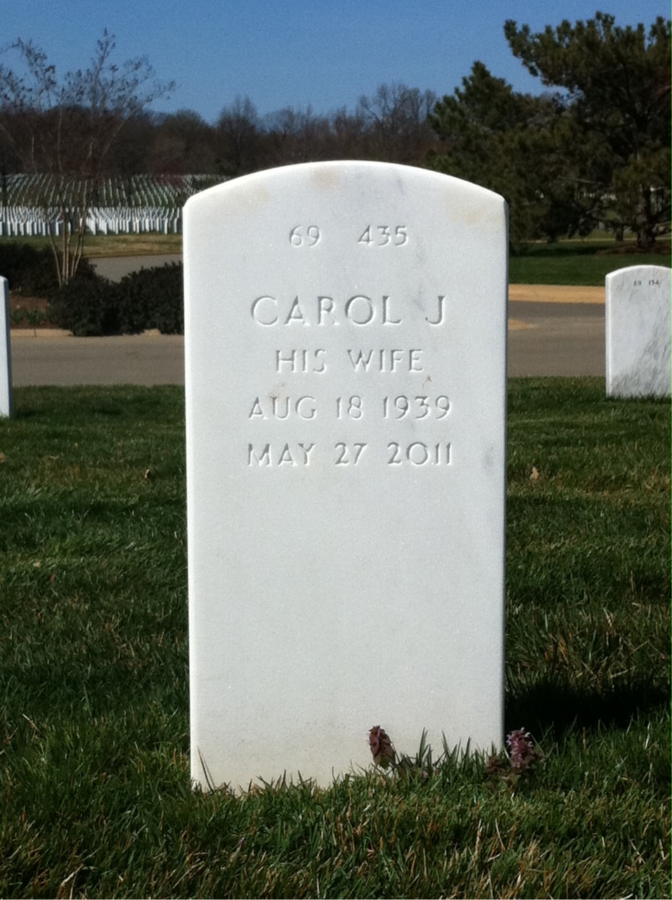 Back of headstone — Bonny Stockman